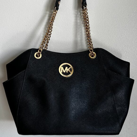 Black Saffiano Leather Michael Kors Jet Set Travel Tote - Picture 1 of 16